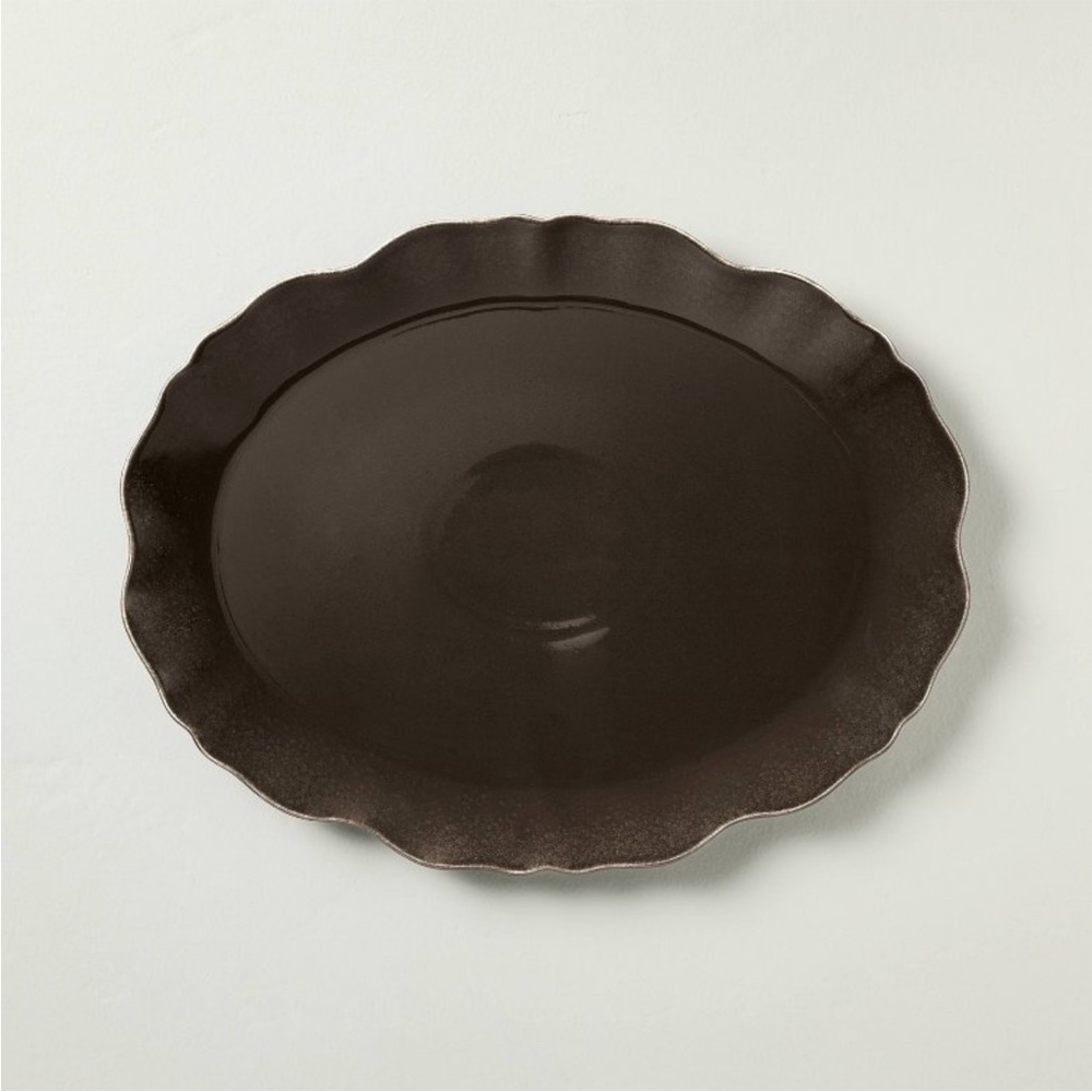 Ceramic Wavy Edge Serving Platter Brown - Hearth & Hand™ with Magnolia